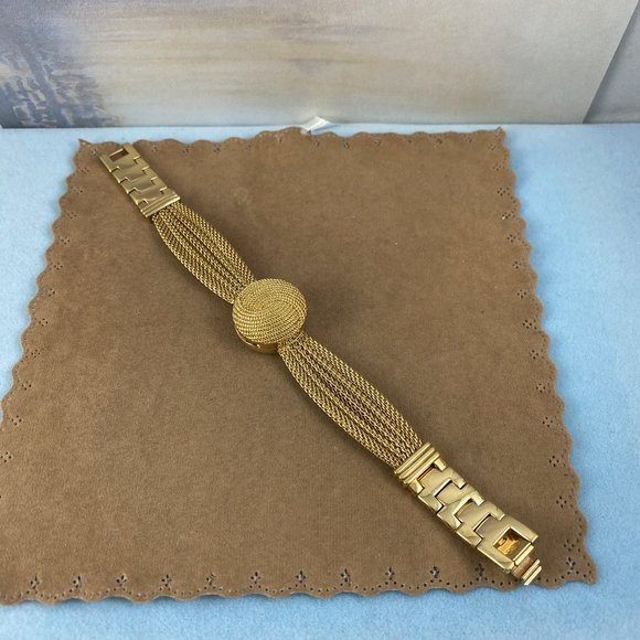 Anne Klein Peak-a-Boo Gold Braided Bracelet Flip Top Watch main image 8